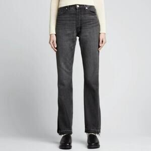 EB Denim Unraveled Two Black Grey Denim Raw Hem Split Hem Jeans in Grade School